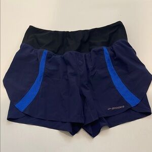 Brooks Athletic Running Shorts Black and Blue Performance Wear
